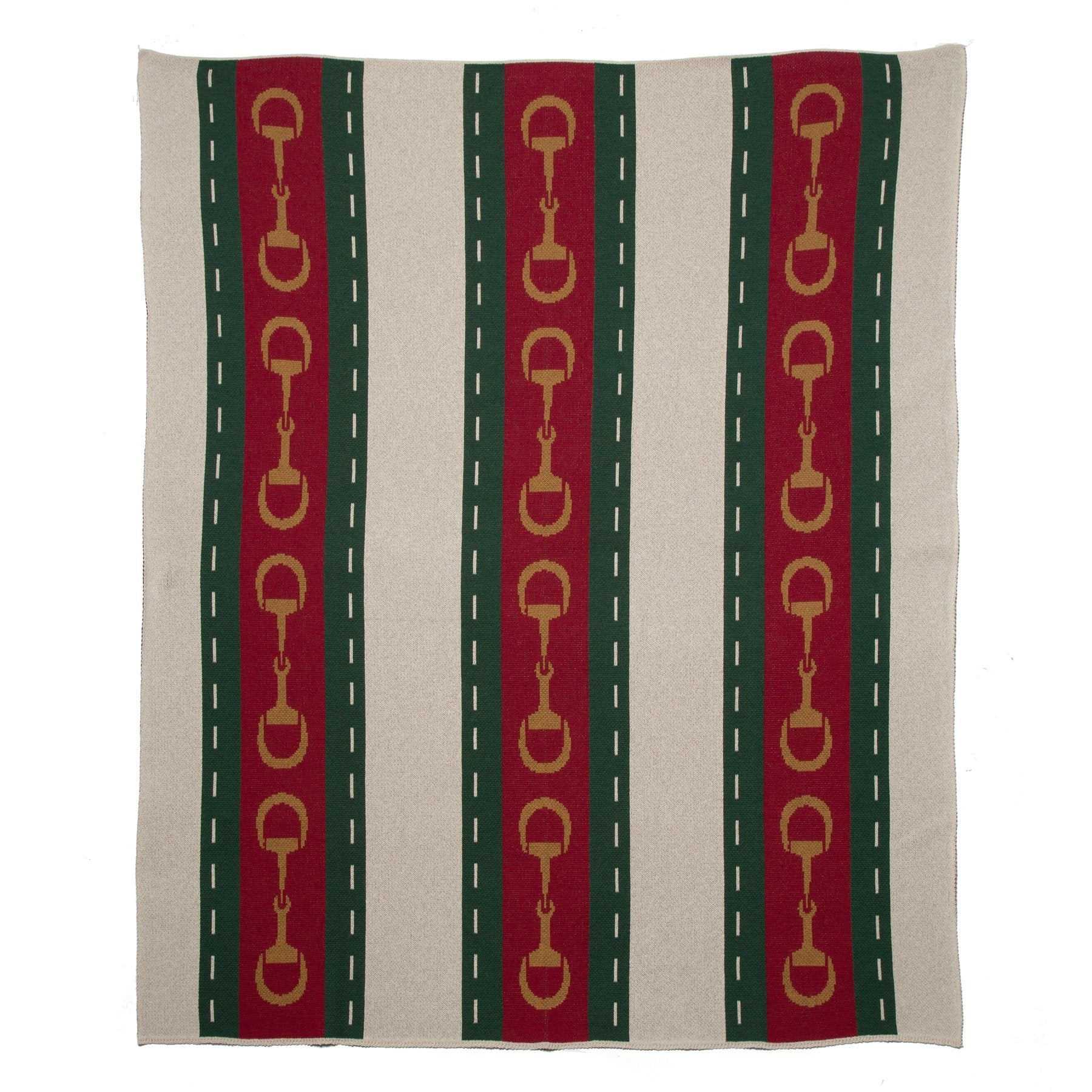 Eco Striped Horse Bit Throw Flax/Hunter/Pom/Straw