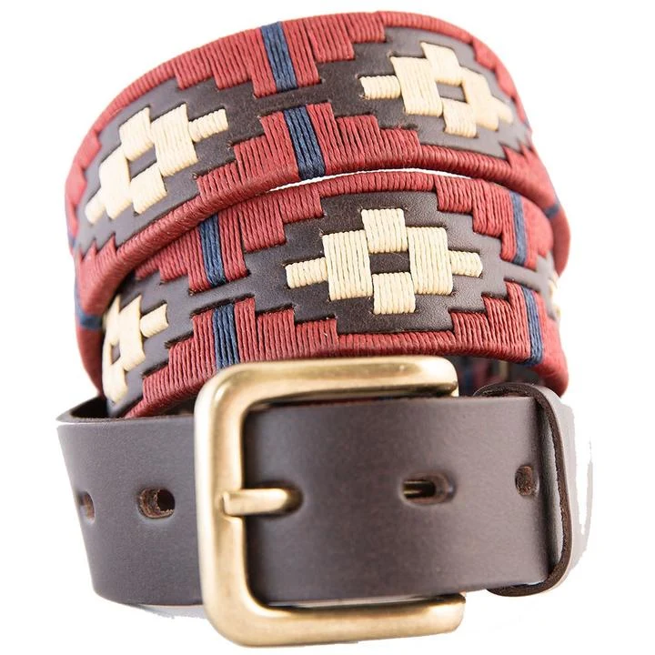 Pioneros Belt Burgundy, Cream, Navy Stripe 127