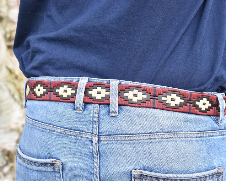 Pioneros Belt Burgundy, Cream, Navy Stripe 127 - Image 3
