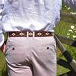 Pioneros Belt Burgundy, Cream, Navy Stripe 127 - Image 4