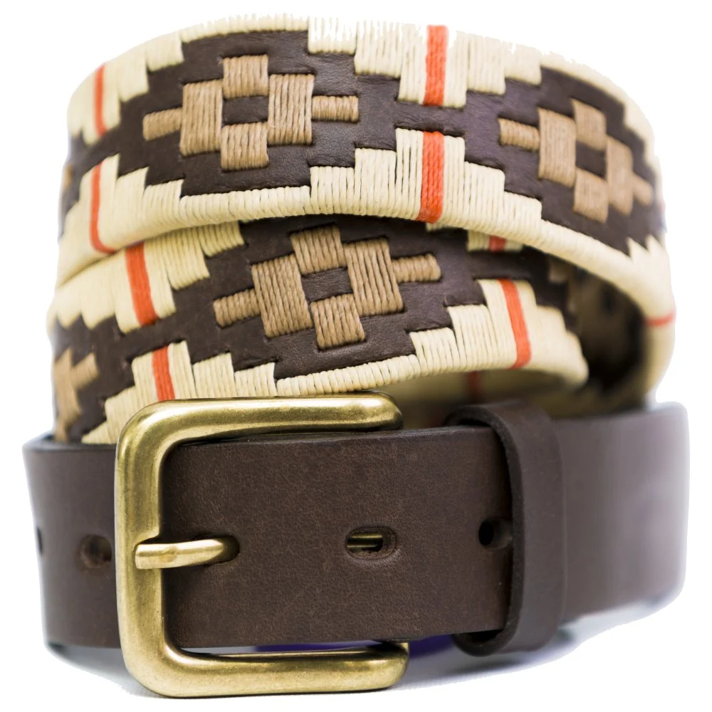 Pioneros Belt Cream, Beige, Orange Stripe