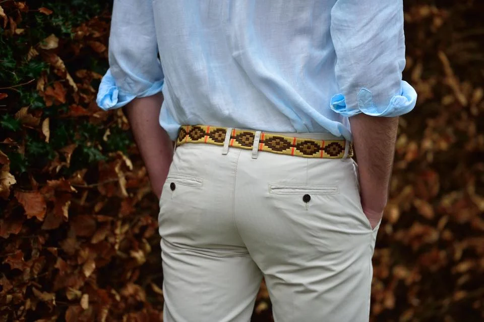 Pioneros Belt Cream, Beige, Orange Stripe - Image 2