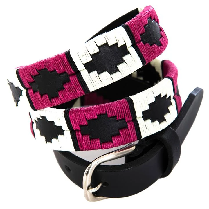 Pioneros Belt Narrow Berry, White, Black Stripe